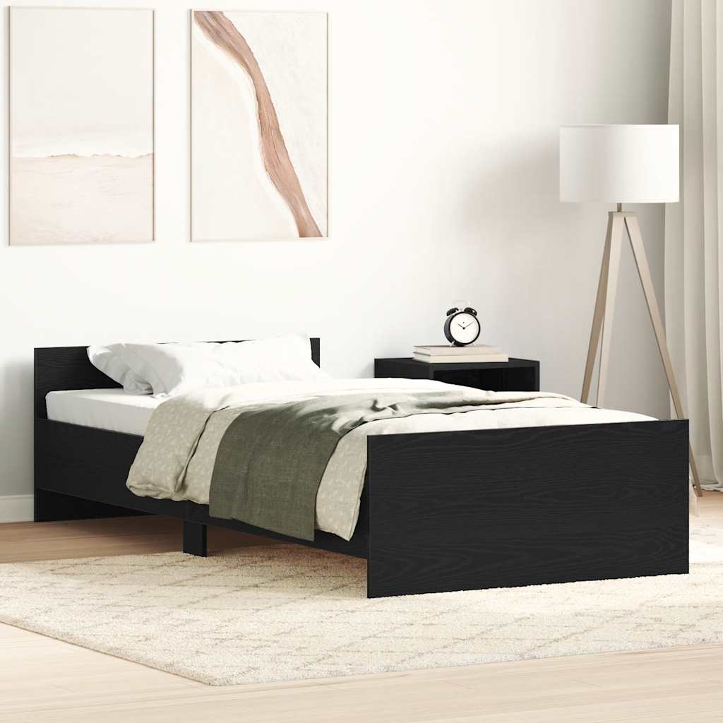 Bettgestell ohne Matratze Schwarz Eichen-Optik 100x200 cm