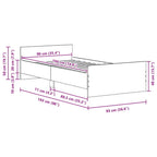 Bettgestell ohne Matratze Schwarz Eichen-Optik 90x190 cm