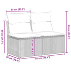 2-tlg. Garten-Sofagarnitur mit Kissen Beige Poly Rattan Akazie