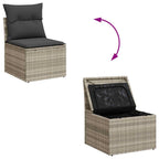2-tlg. Garten-Sofagarnitur mit Kissen Hellgrau Poly Rattan