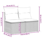 2-tlg. Garten-Sofagarnitur mit Kissen Hellgrau Poly Rattan