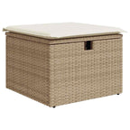 4-tlg. Garten-Sofagarnitur mit Kissen Beige Poly Rattan