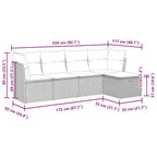 5-tlg. Garten-Sofagarnitur mit Kissen Schwarz Poly Rattan