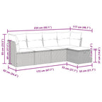 5-tlg. Garten-Sofagarnitur mit Kissen Beige Poly Rattan