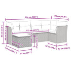6-tlg. Garten-Sofagarnitur mit Kissen Grau Poly Rattan