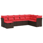 8-tlg. Garten-Sofagarnitur mit Kissen Braun Poly Rattan