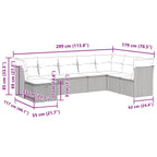 8-tlg. Garten-Sofagarnitur mit Kissen Braun Poly Rattan