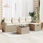 6-tlg. Garten-Sofagarnitur mit Kissen Beige Poly Rattan