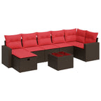 8-tlg. Garten-Sofagarnitur mit Kissen Braun Poly Rattan