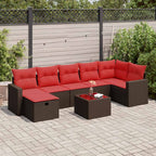 8-tlg. Garten-Sofagarnitur mit Kissen Braun Poly Rattan