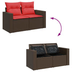 6-tlg. Garten-Sofagarnitur mit Kissen Braun Poly Rattan