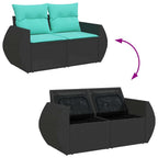 4-tlg. Garten-Sofagarnitur mit Kissen Schwarz Poly Rattan