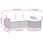4-tlg. Garten-Sofagarnitur mit Kissen Schwarz Poly Rattan