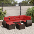 7-tlg. Garten-Sofagarnitur mit Kissen Braun Poly Rattan
