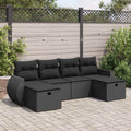6-tlg. Garten-Sofagarnitur mit Kissen Schwarz Poly Rattan