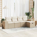 5-tlg. Garten-Sofagarnitur mit Kissen Beige Poly Rattan