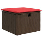 5-tlg. Garten-Sofagarnitur mit Kissen Braun Poly Rattan