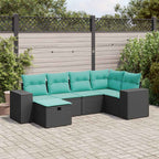 6-tlg. Garten-Sofagarnitur mit Kissen Schwarz Poly Rattan