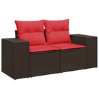 8-tlg. Garten-Sofagarnitur mit Kissen Braun Poly Rattan