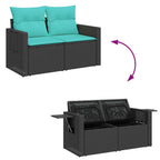 6-tlg. Garten-Sofagarnitur mit Kissen Schwarz Poly Rattan