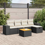 6-tlg. Garten-Sofagarnitur mit Kissen Schwarz Poly Rattan