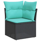 8-tlg. Garten-Sofagarnitur mit Kissen Schwarz Poly Rattan