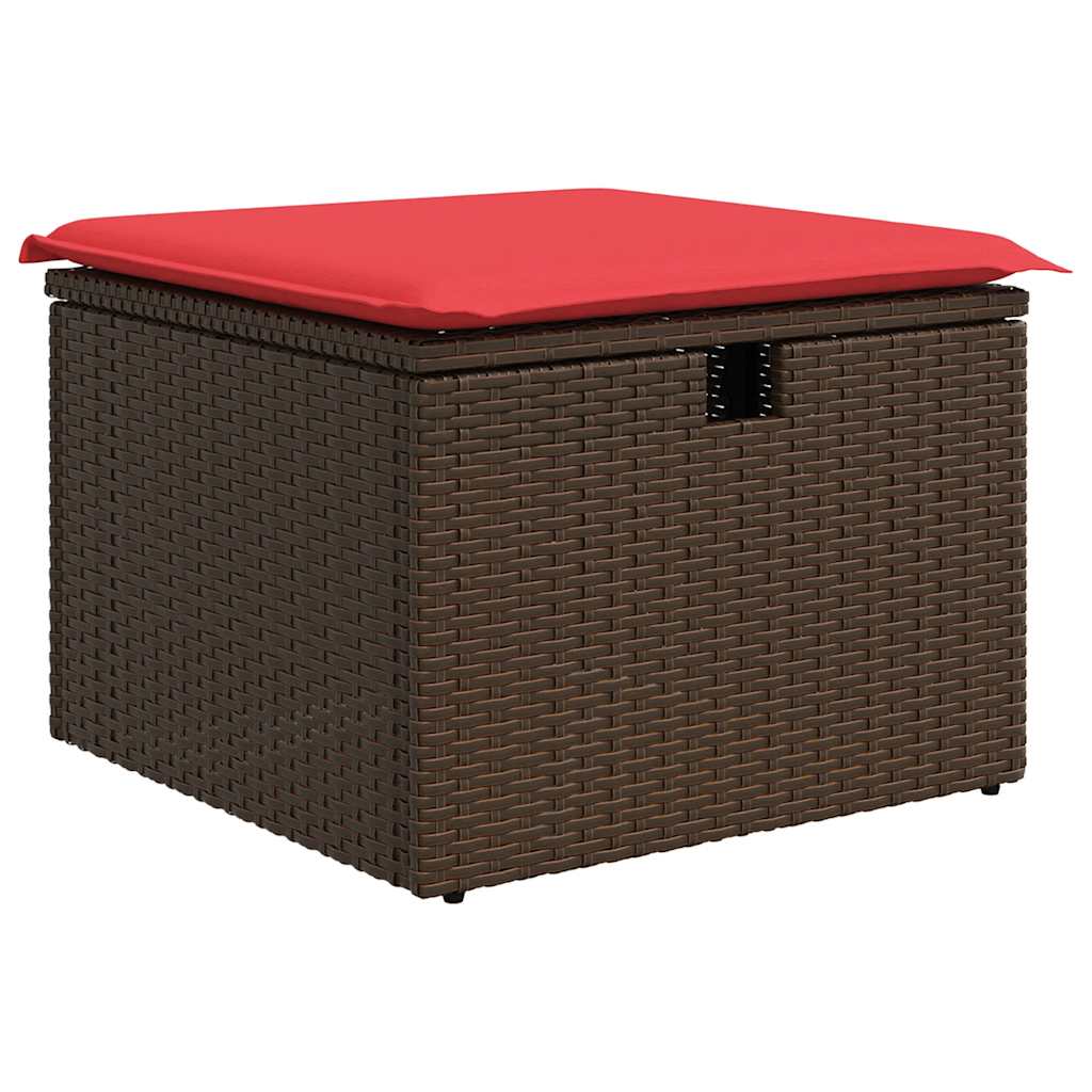10-tlg. Garten-Sofagarnitur mit Kissen Braun Poly Rattan