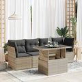 5-tlg. Garten-Sofagarnitur mit Kissen Hellgrau Poly Rattan