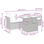 5-tlg. Garten-Sofagarnitur mit Kissen Braun Poly Rattan Akazie