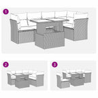 6-tlg. Garten-Sofagarnitur mit Kissen Grau Poly Rattan