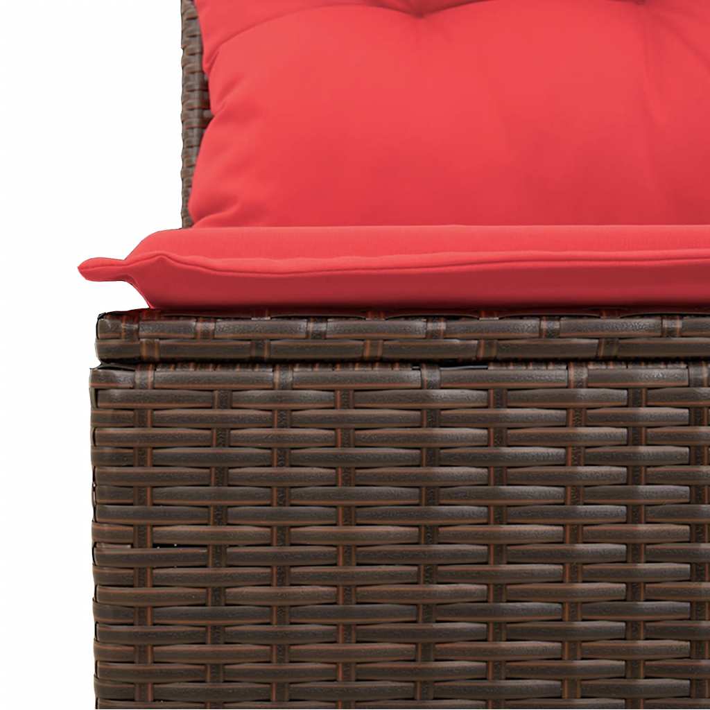 7-tlg. Garten-Sofagarnitur mit Kissen Braun Poly Rattan Akazie