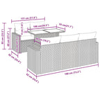 6-tlg. Garten-Sofagarnitur mit Kissen Braun Poly Rattan Akazie