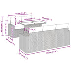 7-tlg. Garten-Sofagarnitur mit Kissen Braun Poly Rattan