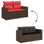 7-tlg. Garten-Sofagarnitur mit Kissen Braun Poly Rattan Akazie