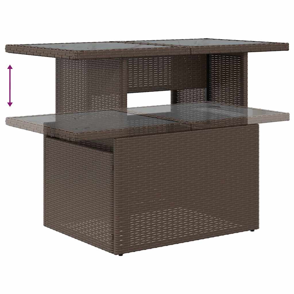 5-tlg. Garten-Sofagarnitur mit Kissen Braun Poly Rattan Akazie