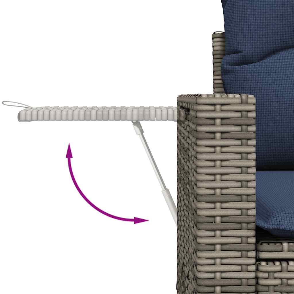 11-tlg. Garten-Sofagarnitur mit Kissen Grau Poly Rattan Akazie