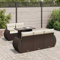 6-tlg. Garten-Sofagarnitur mit Kissen Braun Poly Rattan