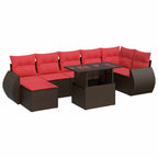 8-tlg. Garten-Sofagarnitur mit Kissen Braun Poly Rattan Akazie