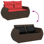10-tlg. Garten-Sofagarnitur mit Kissen Braun Poly Rattan Akazie