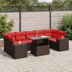 8-tlg. Garten-Sofagarnitur mit Kissen Braun Poly Rattan Akazie