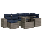 9-tlg. Garten-Sofagarnitur mit Kissen Grau Poly Rattan Akazie