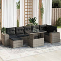 8-tlg. Garten-Sofagarnitur mit Kissen Grau Poly Rattan