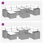 8-tlg. Garten-Sofagarnitur mit Kissen Braun Poly Rattan Akazie
