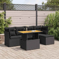 6-tlg. Garten-Sofagarnitur mit Kissen Schwarz Poly Rattan