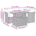 5-tlg. Garten-Sofagarnitur mit Kissen Schwarz Poly Rattan