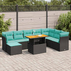 6-tlg. Garten-Sofagarnitur mit Kissen Schwarz Poly Rattan