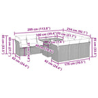 11-tlg. Garten-Sofagarnitur mit Kissen Schwarz Poly Rattan