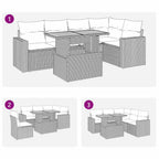 6-tlg. Garten-Sofagarnitur mit Kissen Schwarz Poly Rattan
