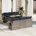 7-tlg. Garten-Sofagarnitur mit Kissen Grau Poly Rattan