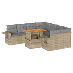 9-tlg. Garten-Sofagarnitur mit Kissen Beige Poly Rattan